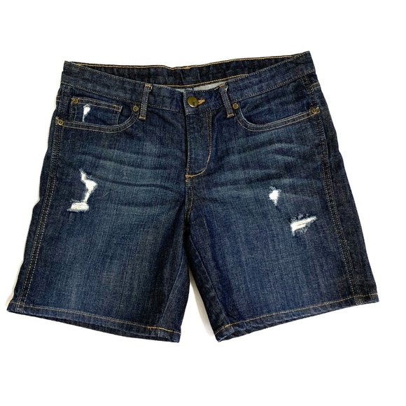 GAP Jean Shorts Dark Wash 4" Cuffed Size 6 - Picture 3 of 9